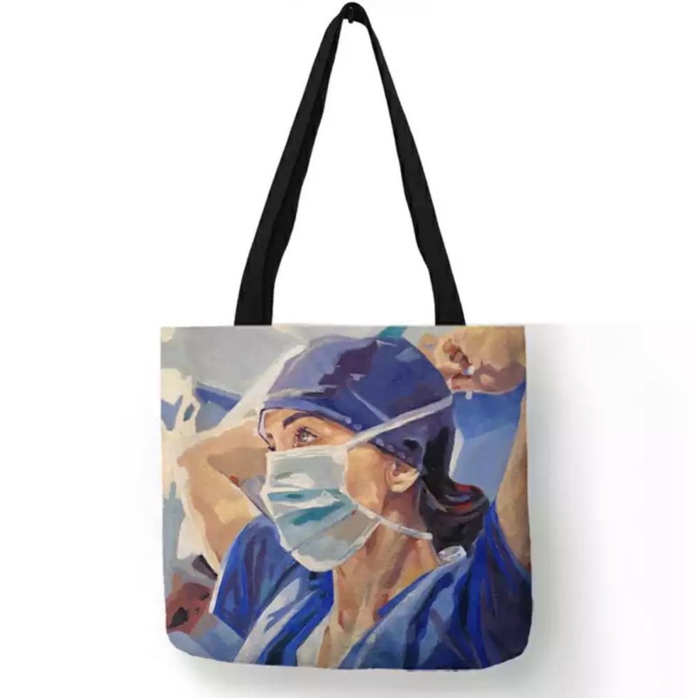 Eco-Friendly Nurse in Scrubs Folding Tote Bag